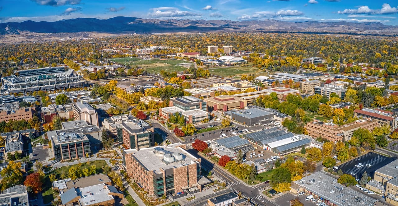 Aerial view of Fort Collins, Colorado